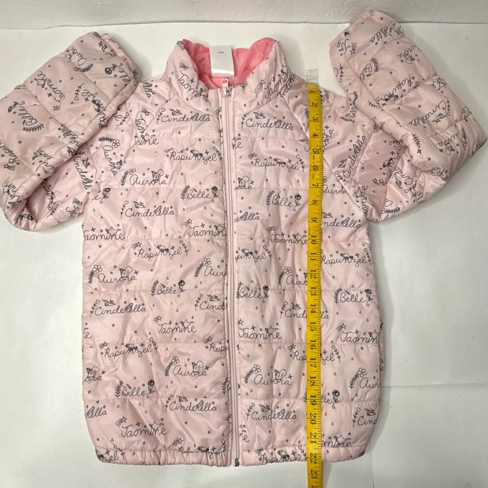 Disney Store‎ Pink Quilted Girls Size 9/10 Coat Puffer Jacket Princess Names